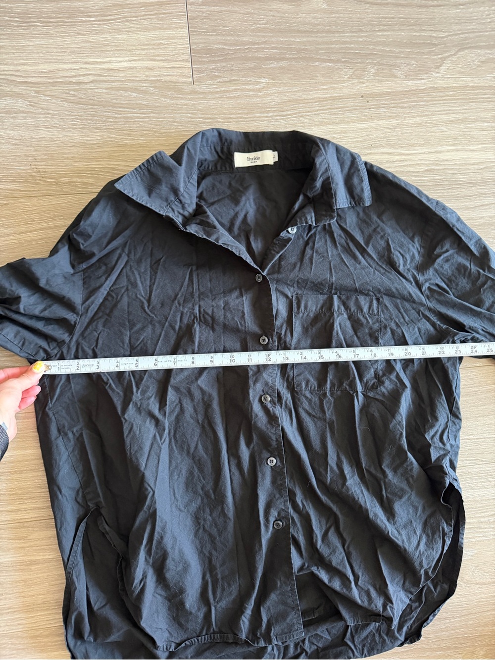 The Frankie Shop Oversized Long Sleeve Lui Button Down Lightweight Black Large - Picture 12 of 13